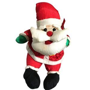 Nylon Santa Claus Plush Stuffed 7 1/2" Puffalump Style Vintage T.L. Toys